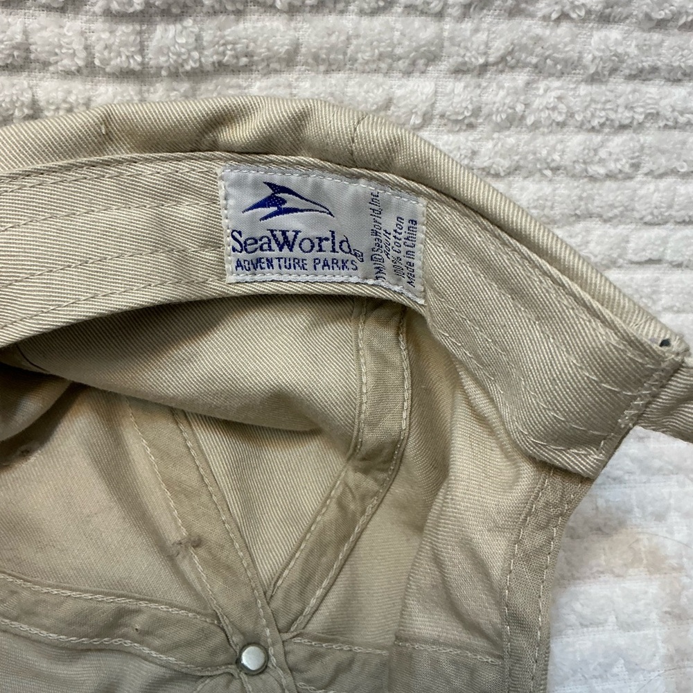 Vintage SeaWorld Orca Hat Zipper Pocket Baseball Cap Adventure Parks Adjustable - Picture 4 of 5